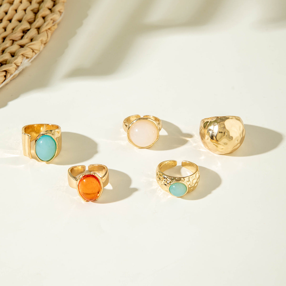 Wholesale Vintage Gemstone Irregular Ring Set